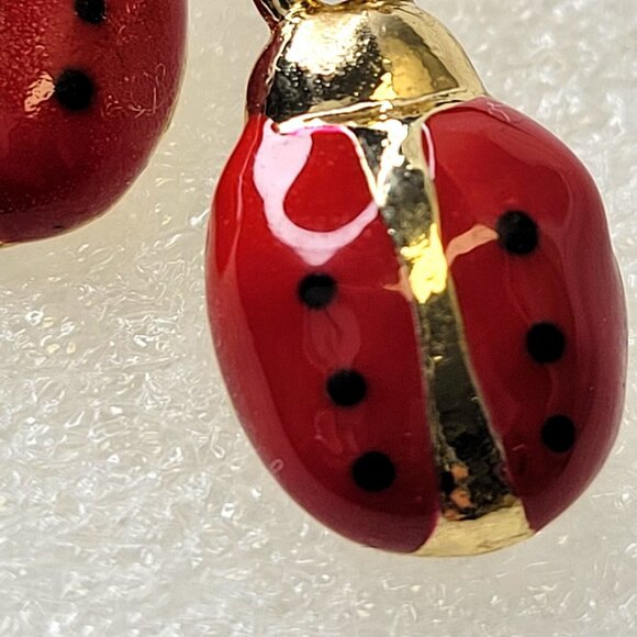 Mini LadyBug Enamel Crystal Earrings - Picture 10 of 14